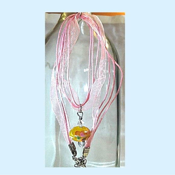 Artisan pendant 054L# Murano Glass Pendant Organza Necklace Layered Necklace 19" - Picture 4 of 4